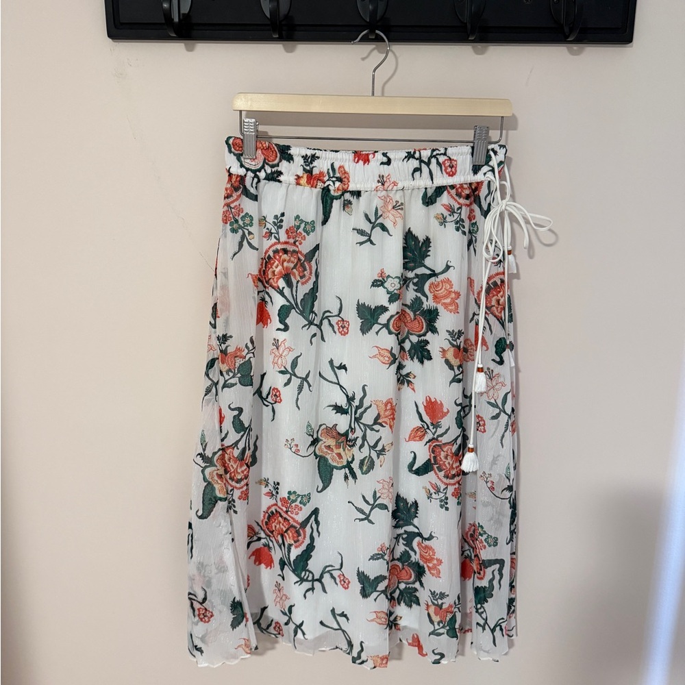 Club Monaco Orange Pink Midi A-Line Skirt